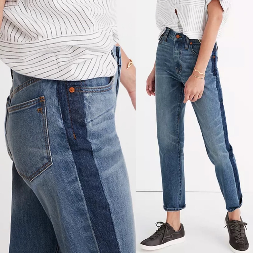 Madewell Two-Tone Blue Boyfriend Jeans